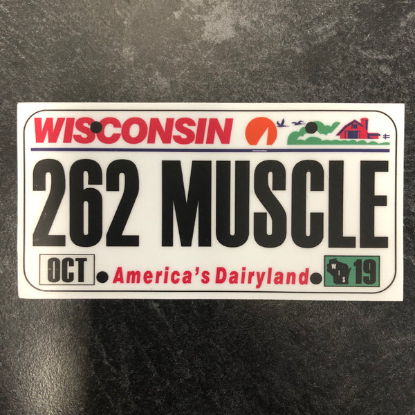 Wisconsin 262 MUSCLE License Plate Sticker.