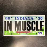 Indiana IN MUSCLE License Plate Sticker.